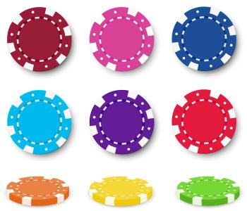 Nine colorful poker chips Illustration of the nine colorful poker chips on a white background